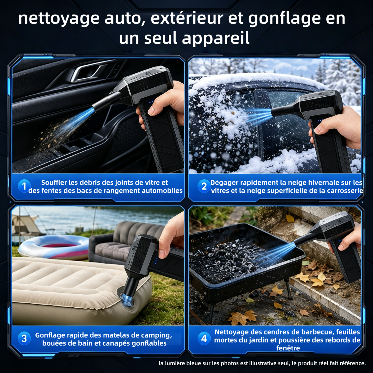 JUFINX X3 mini Dépoussiéreur à air comprimé style WOLFBOX - Ventilateur turbo 110 000 tr/min | Charge rapide 20 W, Batterie rechargeable, 3 vitesses réglables, Autonomie de 4 heures