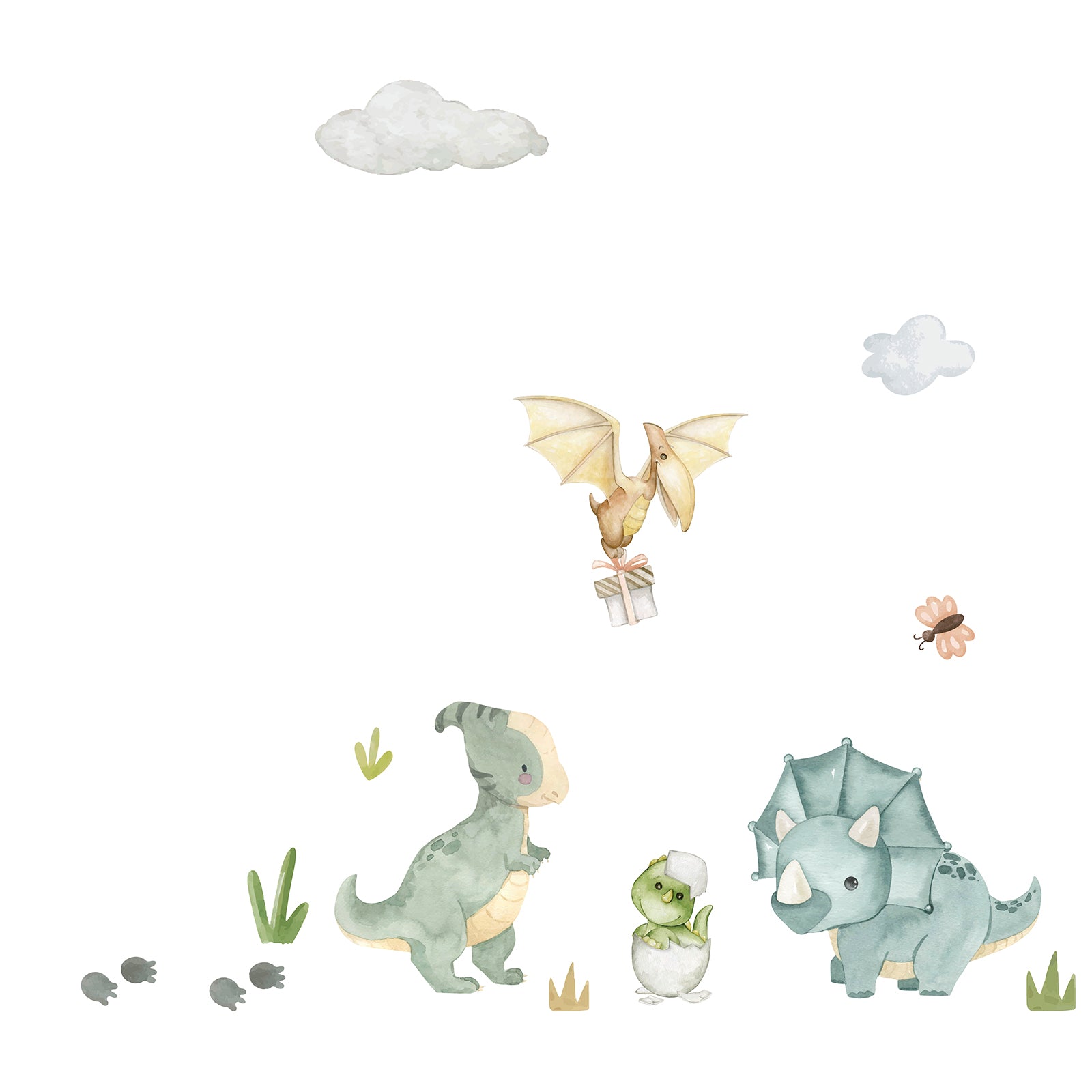 Murgall Autocollant mural bébés dinosaures 55 x 145 cm 1 feuille