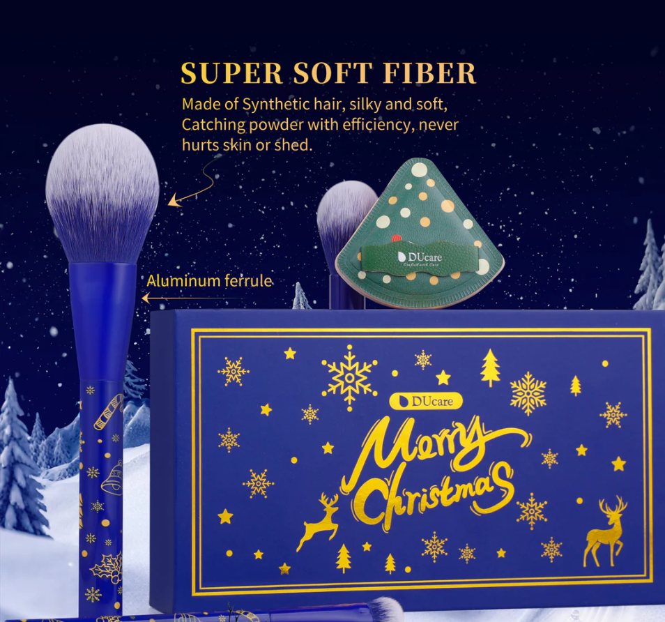 DUcare Set de 6 Pinceaux de Maquillage - Bleu Noël
