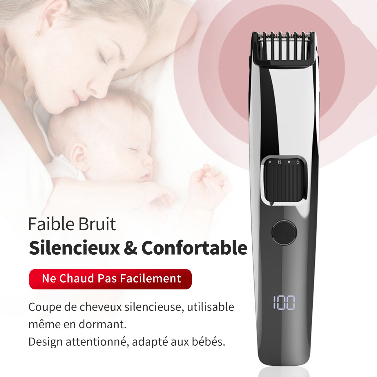 Sparoma Tondeuse à Cheveux pour Homme — Tondeuse Barbe Sans Fil avec Réglage à 10 Niveaux, Lame de Précision 0,1mm, Affichage LCD & Charge en Utilisation, Faible Bruit — FK-302