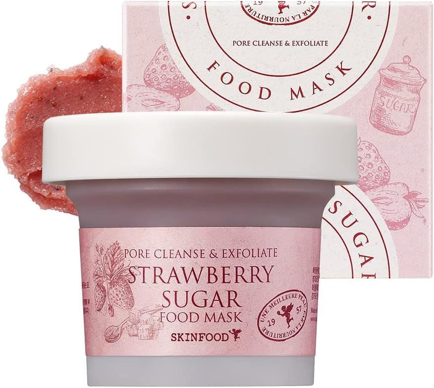SKINFOOD Masque Alimentaire Fraise Sucre Nettoyage des Pores & Exfoliant Masque à Laver 120 g