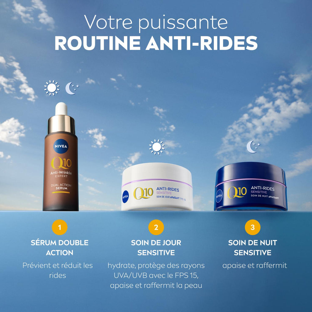 NIVEA Q10 Crème Anti-Rides Sensitive Soin Jour visage FPS 15 50 ml