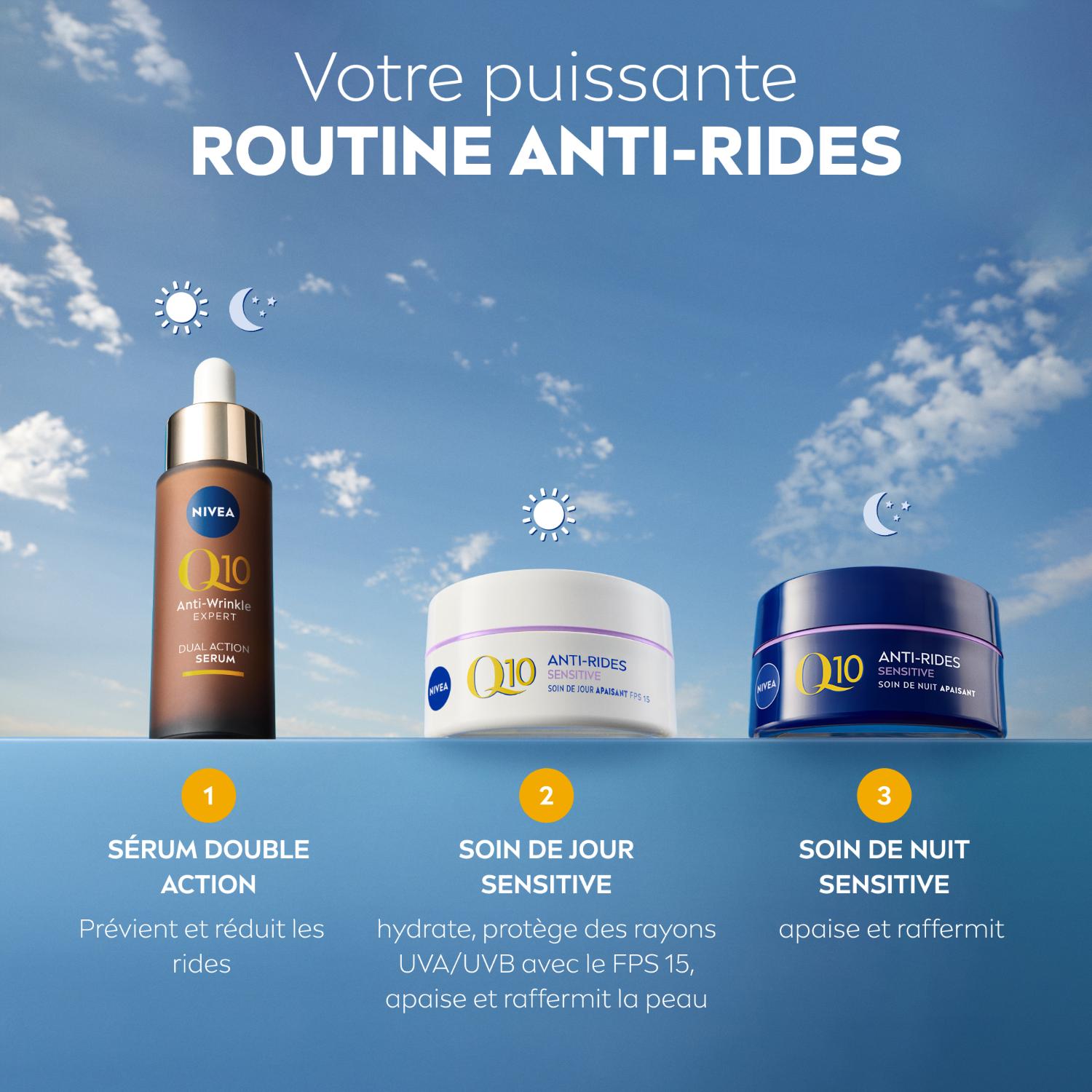 NIVEA Q10 Crème Anti-Rides Sensitive Soin Jour visage FPS 15 50 ml