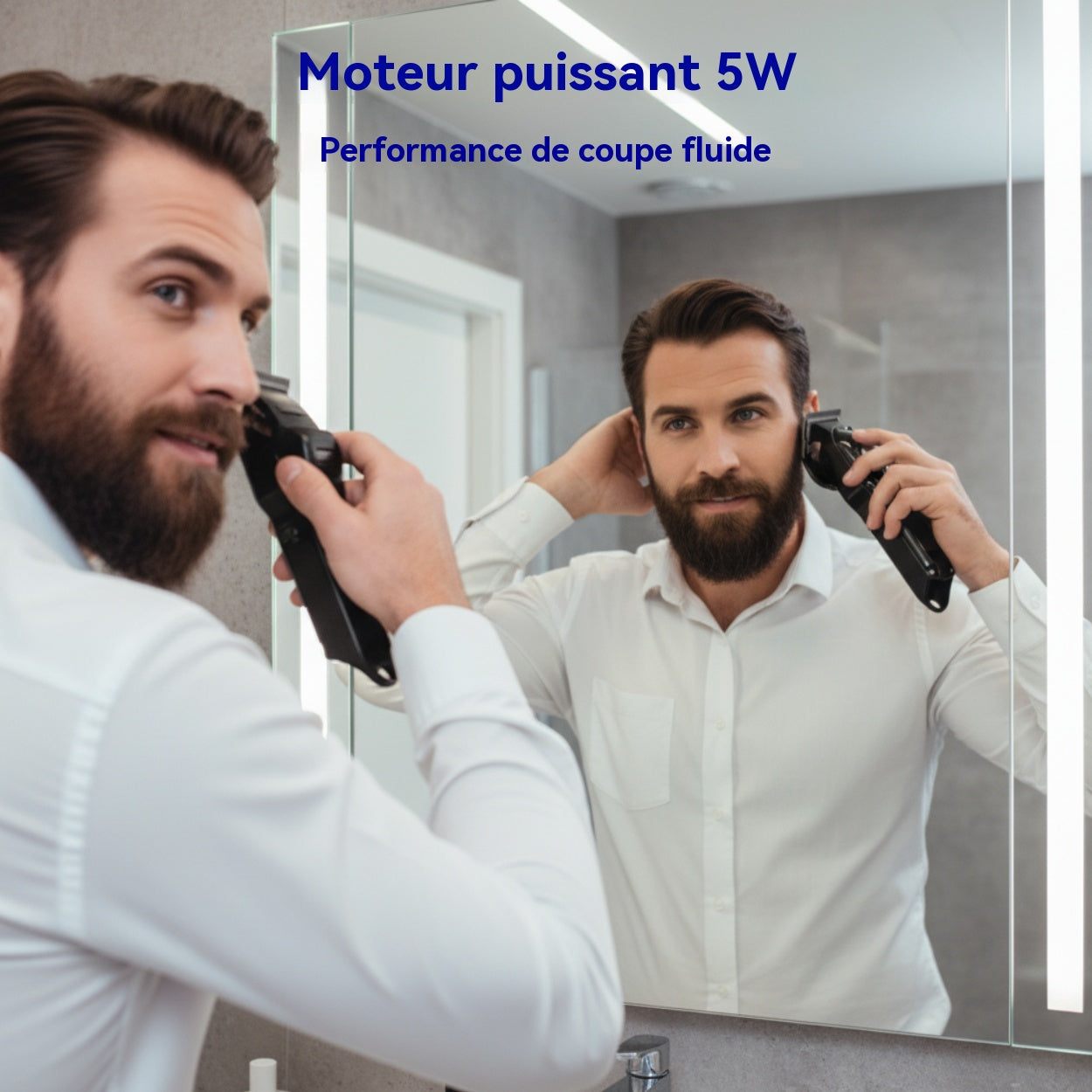 RAF Tondeuse professionnelle sans fil 5W puissante, écran LED, lame en acier au carbone, kit de coiffage pour hommes, coiffeur à domicile