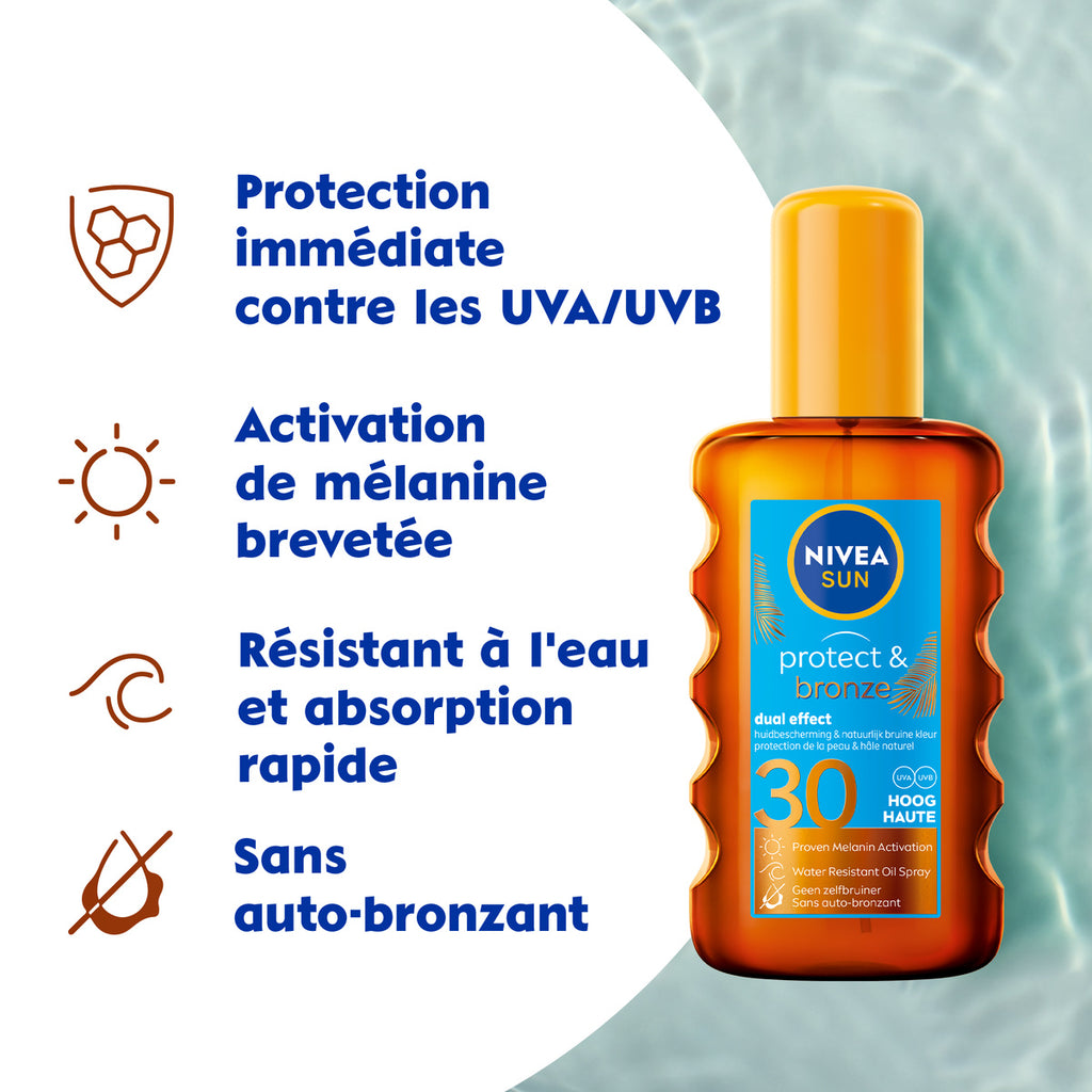 NIVEA SUN Protect & Bronze Huile sèche protection solaire Spray SPF30 - 200 ml