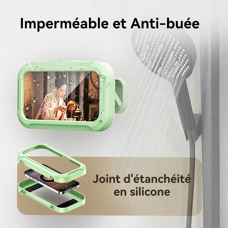 JORDAN&JUDY Étui étanche pour smartphone avec support étanche rotatif 360° tactile, sans perçage, pour la salle de bains, Vert
