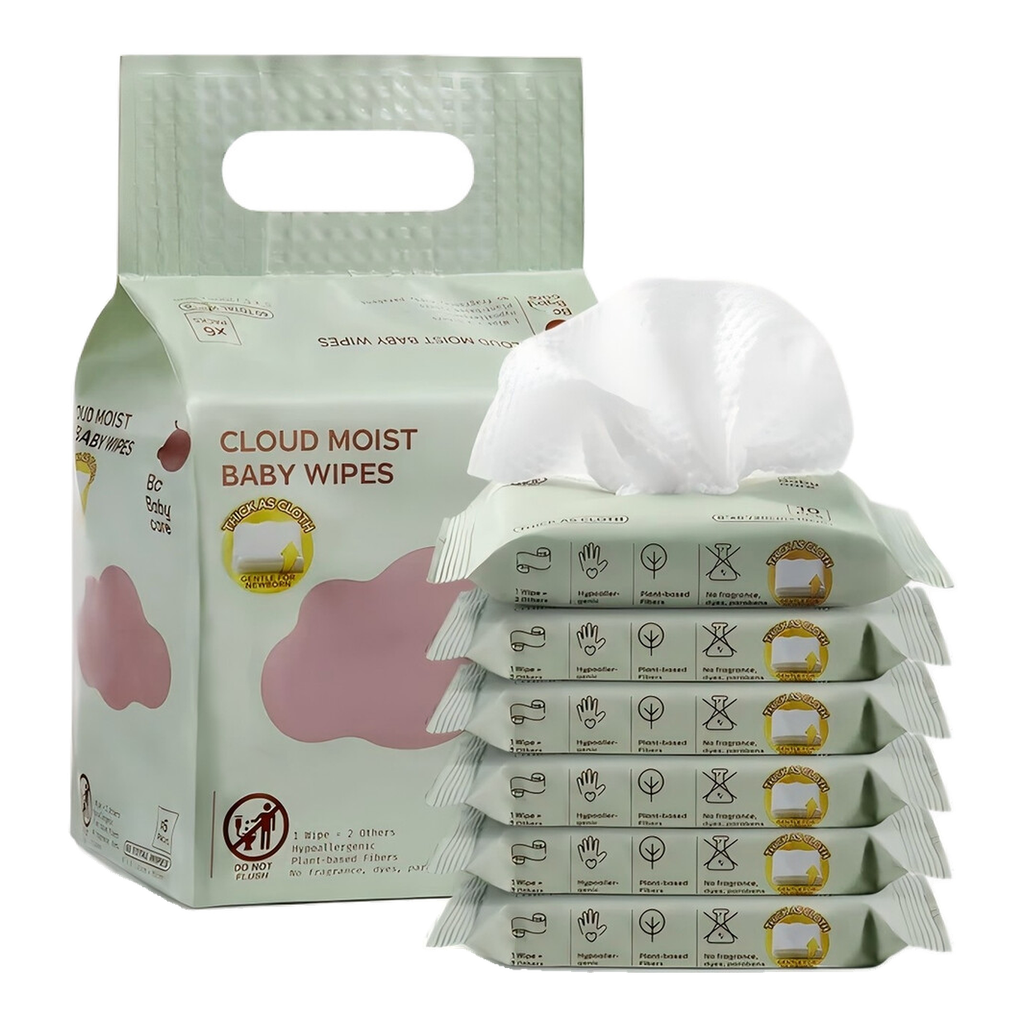 Bc Babycare Lot de 60 lingettes humides - 6 x 10