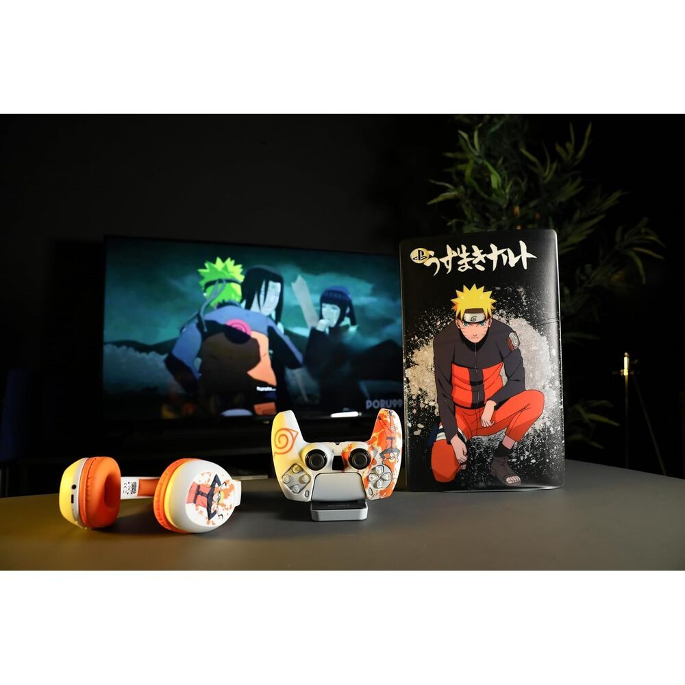 KONIX Naruto Shippuden Coque de protection pour manette DualSense PS5 - Silicone - Croix directionnelle - Motif Konoha et Naruto - Blanc