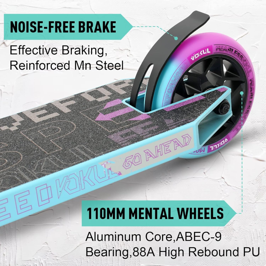 VOKUL K1 Pro Trottinette freestyle pour enfants à partir de 8 ans, adolescents et adultes - Violet/Bleu