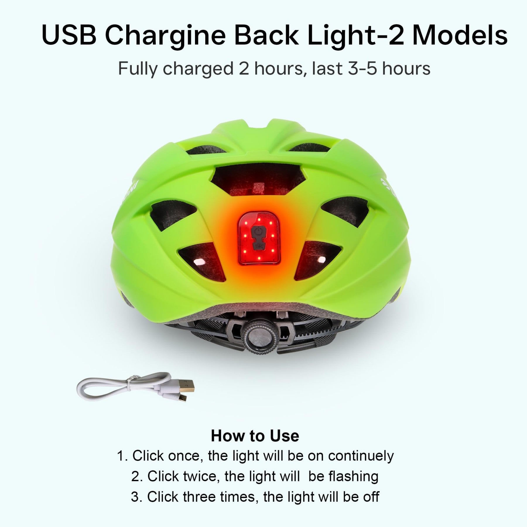 DKONI HS-086 Casque de vélo pour adulte avec lampe intégrée - Jaune-vert - Taille M (55-58 cm)
