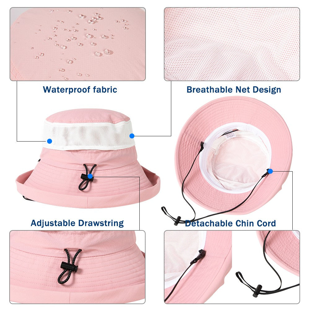 TOP-EX Bob de soleil à large bord pour femme avec ouverture pour queue de cheval, pliable, été, voyage, plage, extérieur Rose