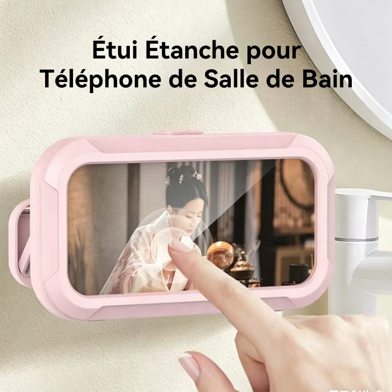 JORDAN&JUDY Protection étanche pour téléphone, support étanche rotatif à 360° réactif au toucher, sans perçage, pour la salle de bain, rose