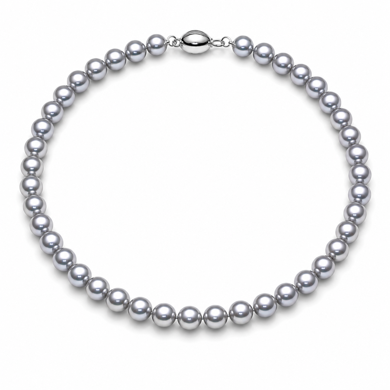 Collier de perles VoxorAI XL24 10 mm - Collier de perles haut de gamme, luxueux et polyvalent, de couleur gris foncé.