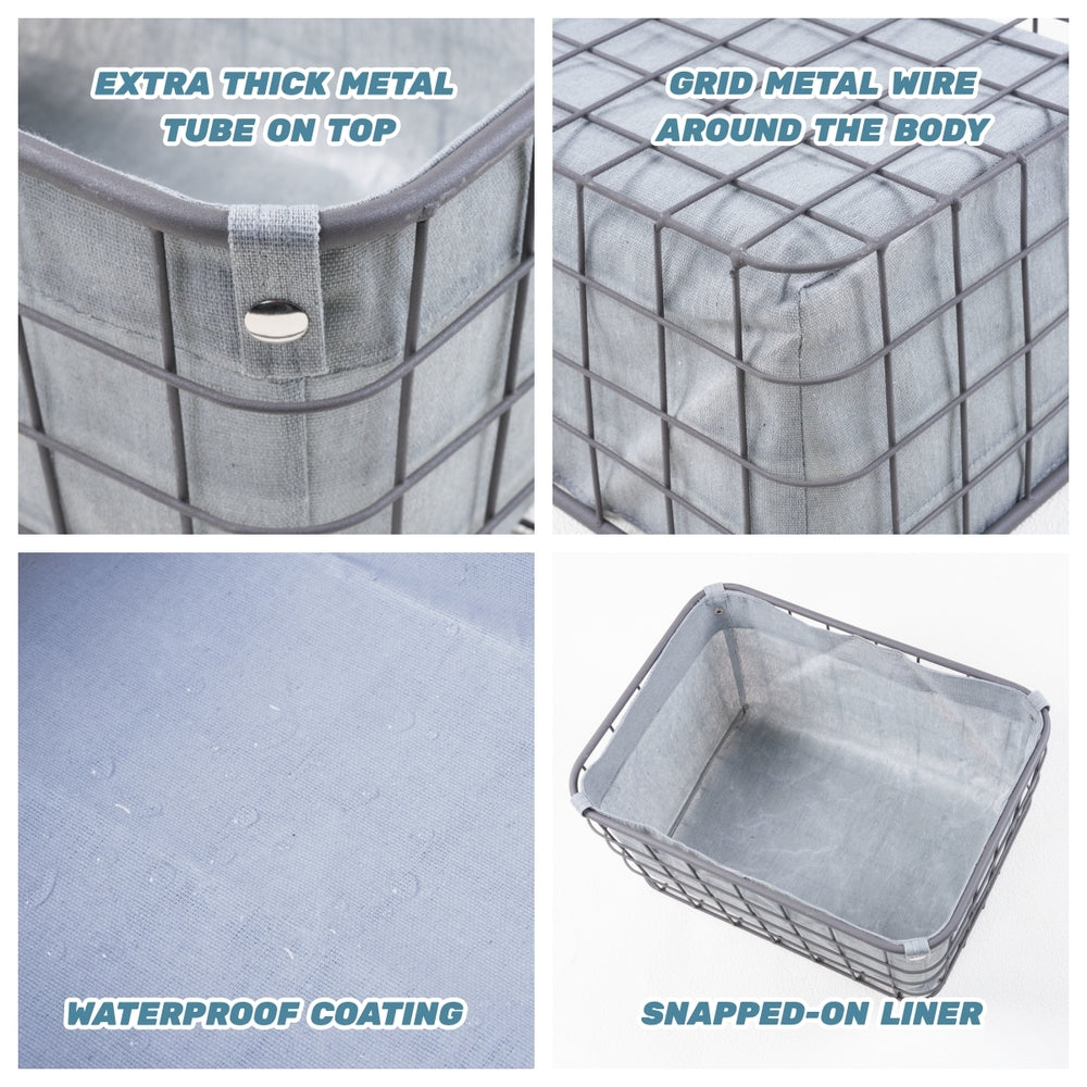 KEVAHOME panier de rangement en maille métallique gris taille S/lot de 3 doublure intérieure grise 15.5×11.5×7.5 pouces 13×9×5 pouces 11.5×7.5×3.5 pouces promotion du Nouvel An