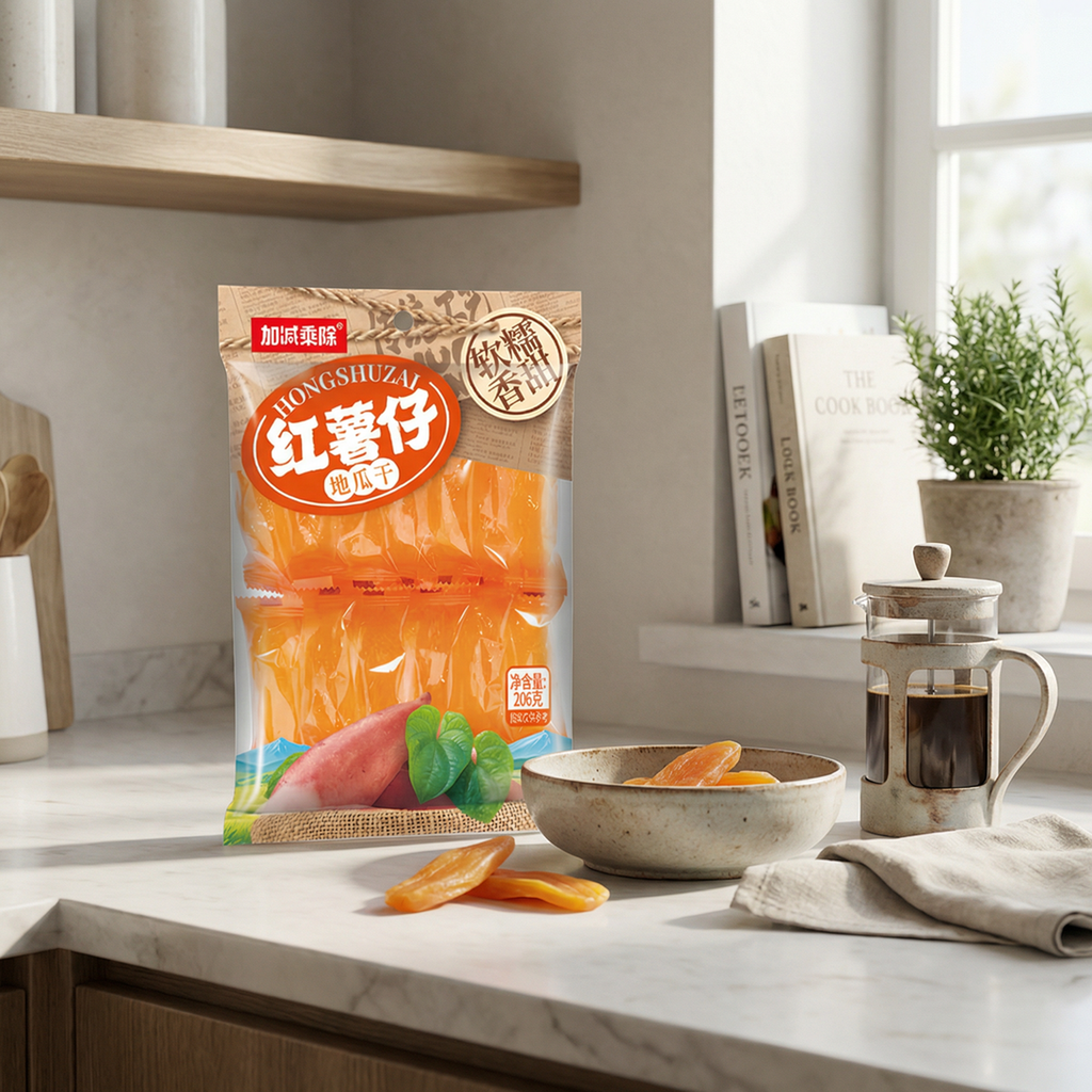 Jia Jian Cheng Chu Hongshuzai Patates douces séchées, 206 g