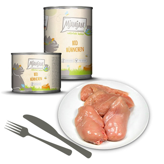 MjAMJAM Nourriture humide pour chat poulet biologique naturel 400 g