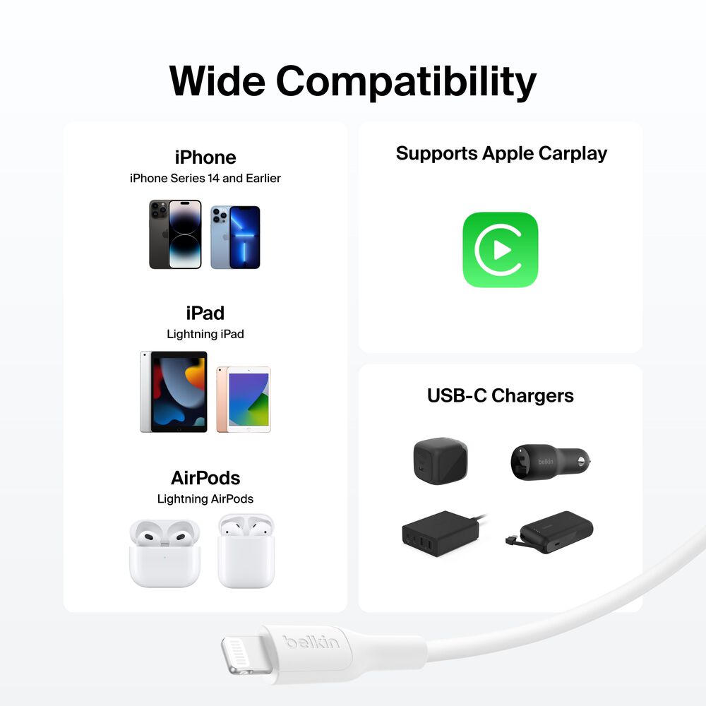 BELKIN Câble renforcé pour iPhone USB-C vers Lightning - 1 m