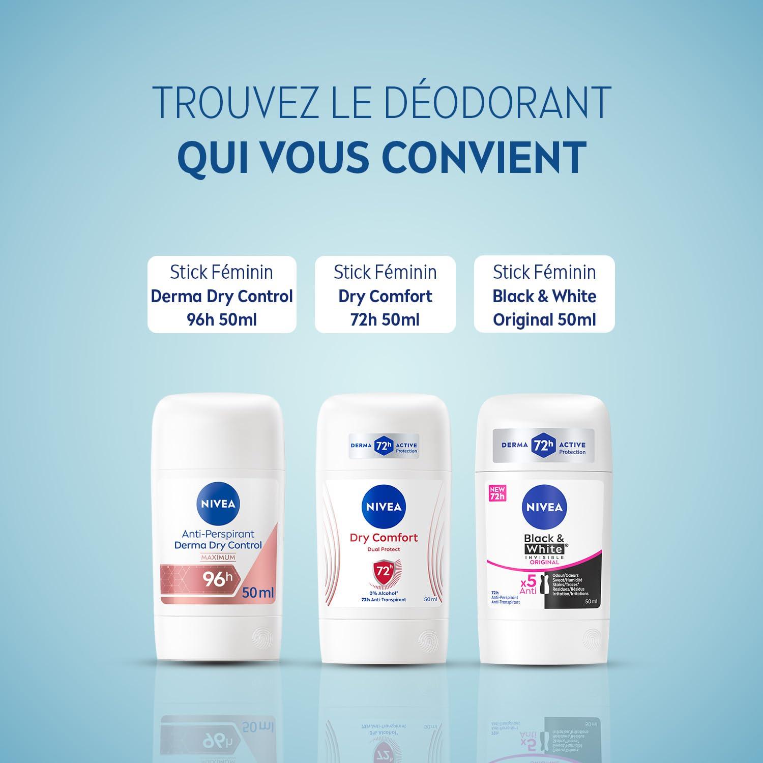 NIVEA Déodorant Femme Aisselles Dry Comfort Protection 72h Stick 50 ml