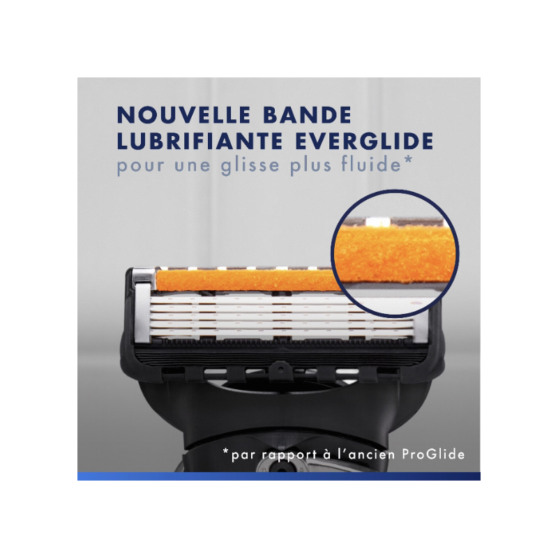 Gillette Rasoir Homme Proglide, avec 1 Recharge, Noir | Manche Reutilisable, Tête Flexible à 5 Lames, Bande Lubrifiante x2, 1Cartouche Jusqu’à 30 Rasages