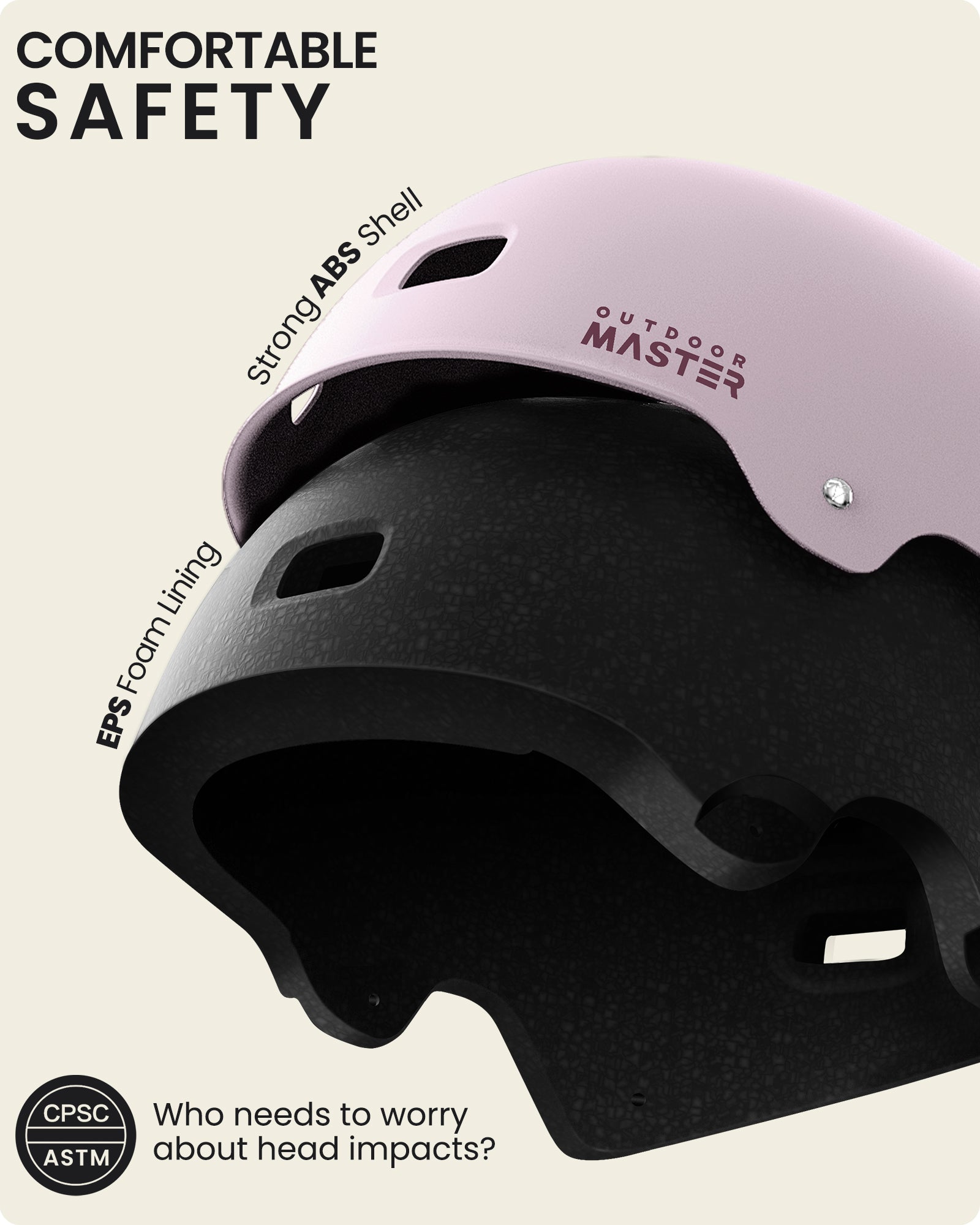 OutdoorMaster Casque de skateboard Oryx, Rose clair, S, 52-55 cm