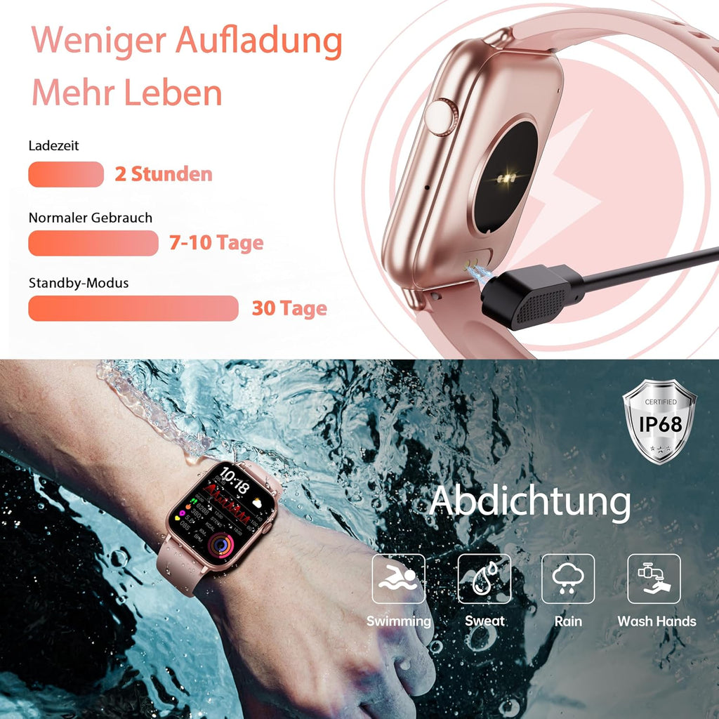 OUKITEL V3 Montre Connectée Rose-1,83" HD homme femme appel Bluetooth IP68 SpO2 cardio 100+ modes sportifs Android iOS
