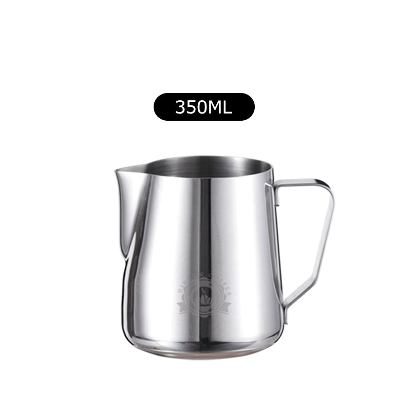 HiBREW Pichet à lait en acier inoxydable 350 ml, carafe à café pour mousse de lait, tasse à dessin floral, pot à lait pour cappuccino et espresso