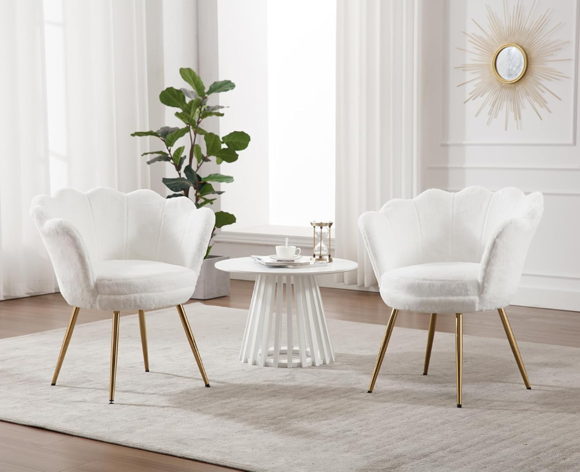 Ya-Home Chaise d'appoint rembourrée avec pieds dorés, chaise de coin moderne en forme de pétale pour salon/chambre