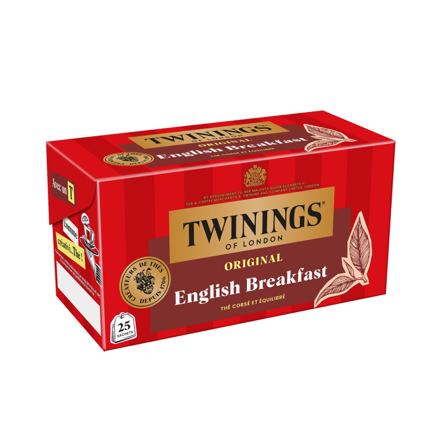 Twinings Thé Noir English Breakfast la boîte de 25 sachets