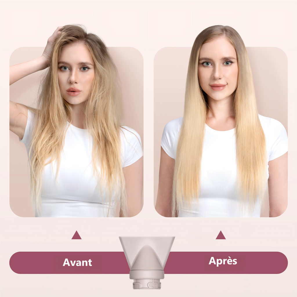 Lecomely Sèche-cheveux haute vitesse, puissant et léger, 2 vitesses et 4 réglages de température, conception ergonomique, bouton air froid, diffuseur et concentrateur