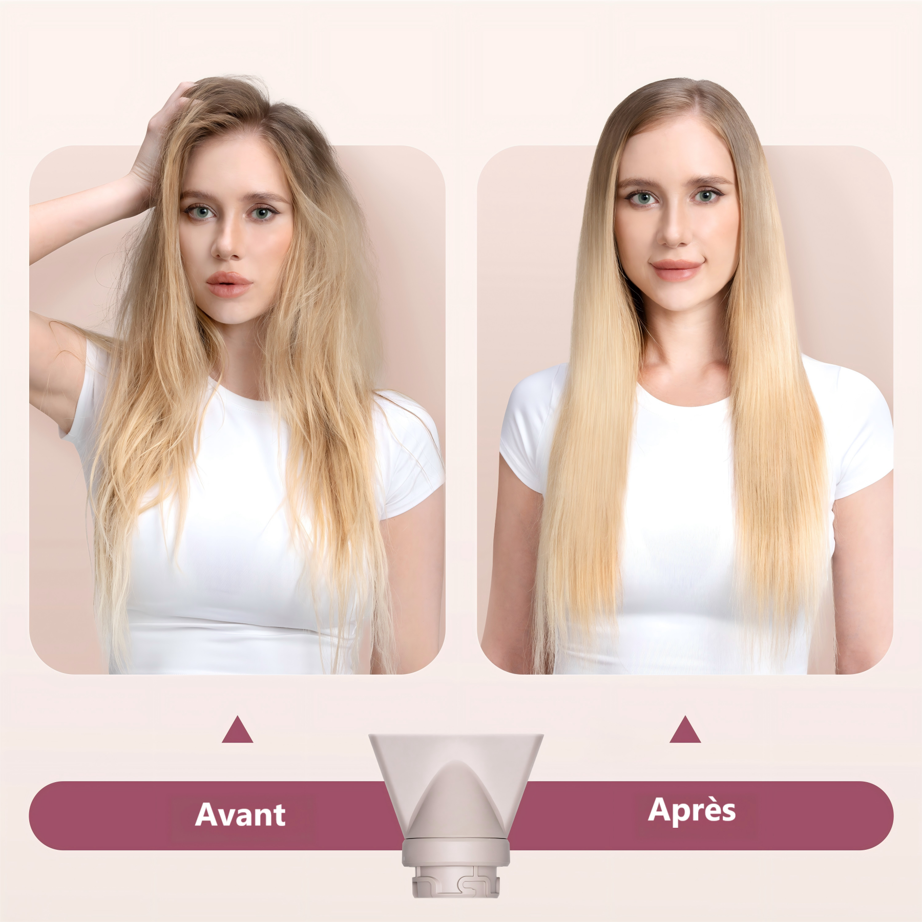 Lecomely Sèche-cheveux haute vitesse, puissant et léger, 2 vitesses et 4 réglages de température, conception ergonomique, bouton air froid, diffuseur et concentrateur