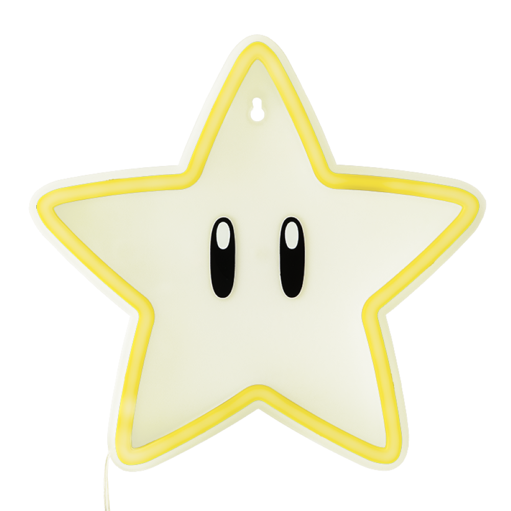 Super Mario Lampe Néon LED Super Star - Fixation murale - Sous licence officielle - 25 cm - Alimentation USB