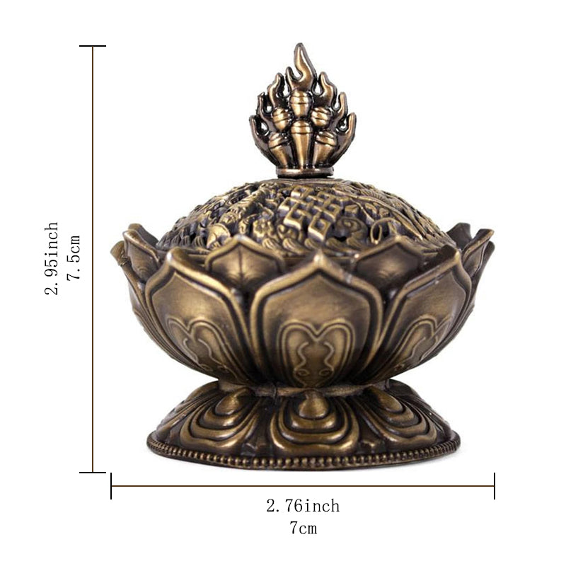 Ju7cer 1 pc Brûle-encens bronze/lotus - Style classique, idéal pour décoration de Noël maison et présentation au sol, porte-encens