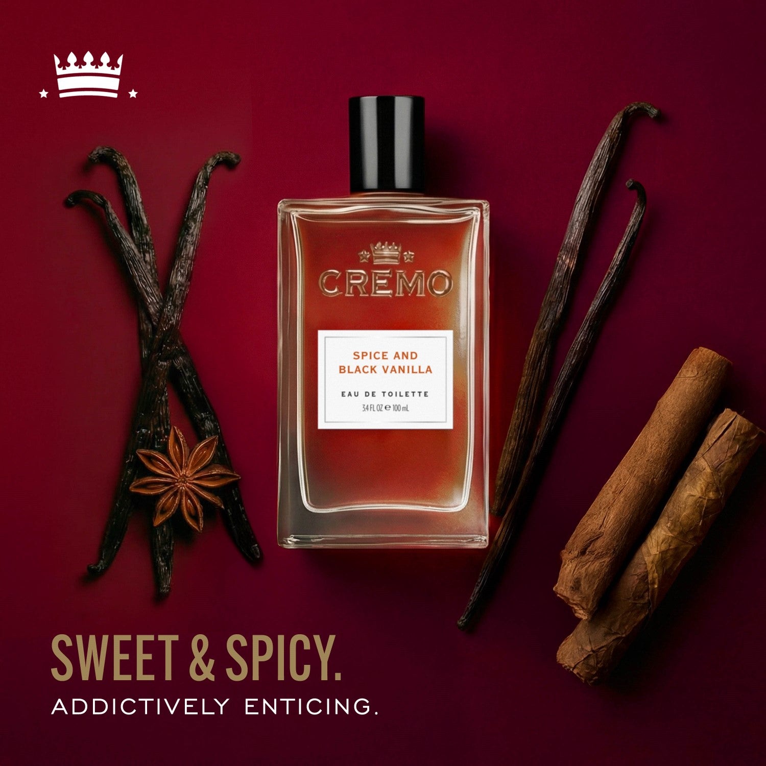 CREMO Épices & Vanille Noire - Eau de Toilette - Parfum Épicé Pour Homme - 100ml