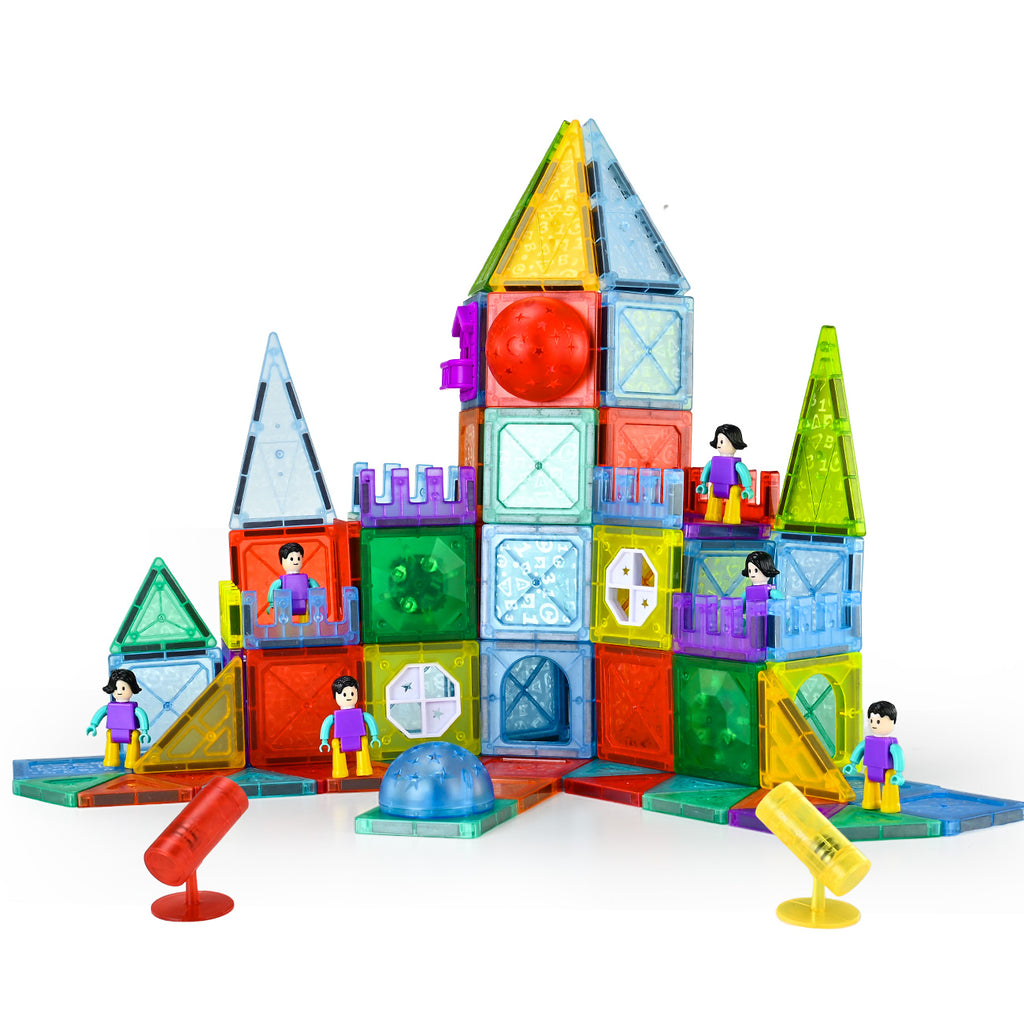 Tokky Blocs de Tuiles Magnétiques Transparents 3D 126 Pièces Piste de Bille Roulante Lumineuse STEM Jouets d'Assemblage Éducatifs Matériau de Sécurité ABS Magnétique Fort Ensemble de