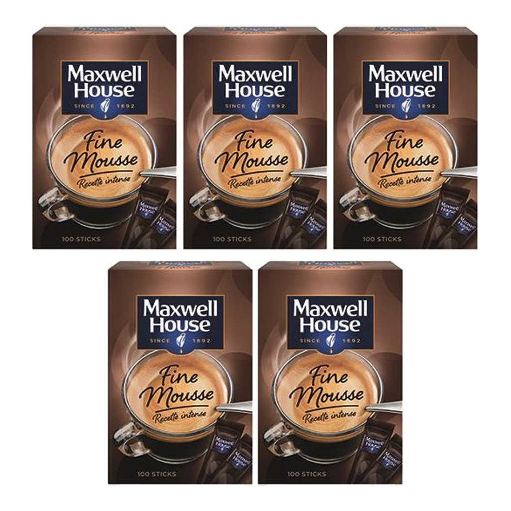 MAXWELL HOUSE Café Instantané Fine Mousse x100 Sticks 180g (Lot de 5)