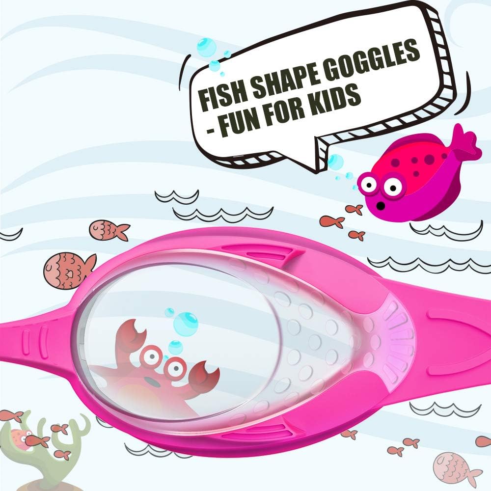 OutdoorMaster Lot de 2 lunettes de natation pour enfants - Rose & violet + rose & rouge