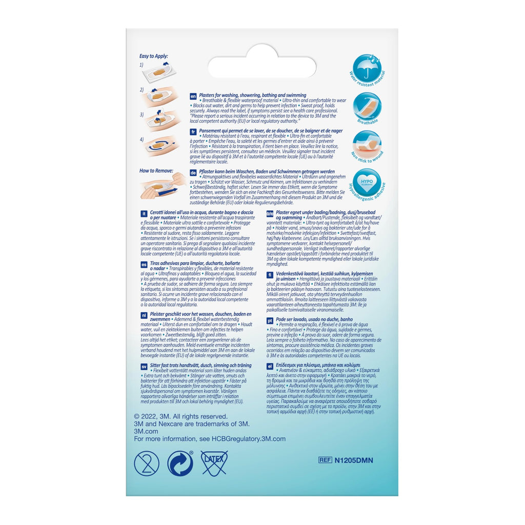 NEXCARE™ Aqua Clear MAXI Pansements Imperméables, 60 mm x 88 mm, Lot de 5