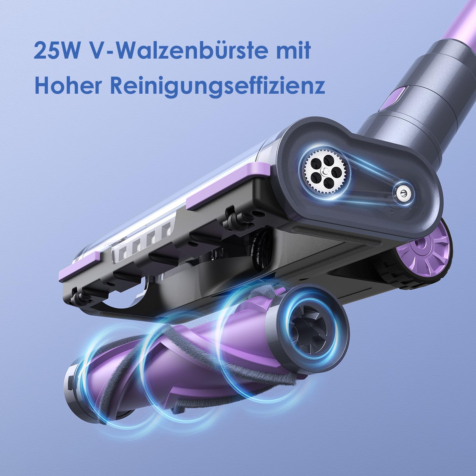 Lubluelu 202 Aspirateur balai sans fil forte aspiration, Autonomie 50 minutes, Autoportant, Batterie amovible, Pour sols durs et poils d'animaux