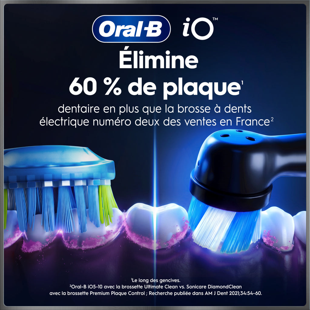 Oral-B iO 10 Noir Cosmique - Brosse à Dents Électrique Rechargeable avec Étui de Voyage Chargeur et 1 Brossette