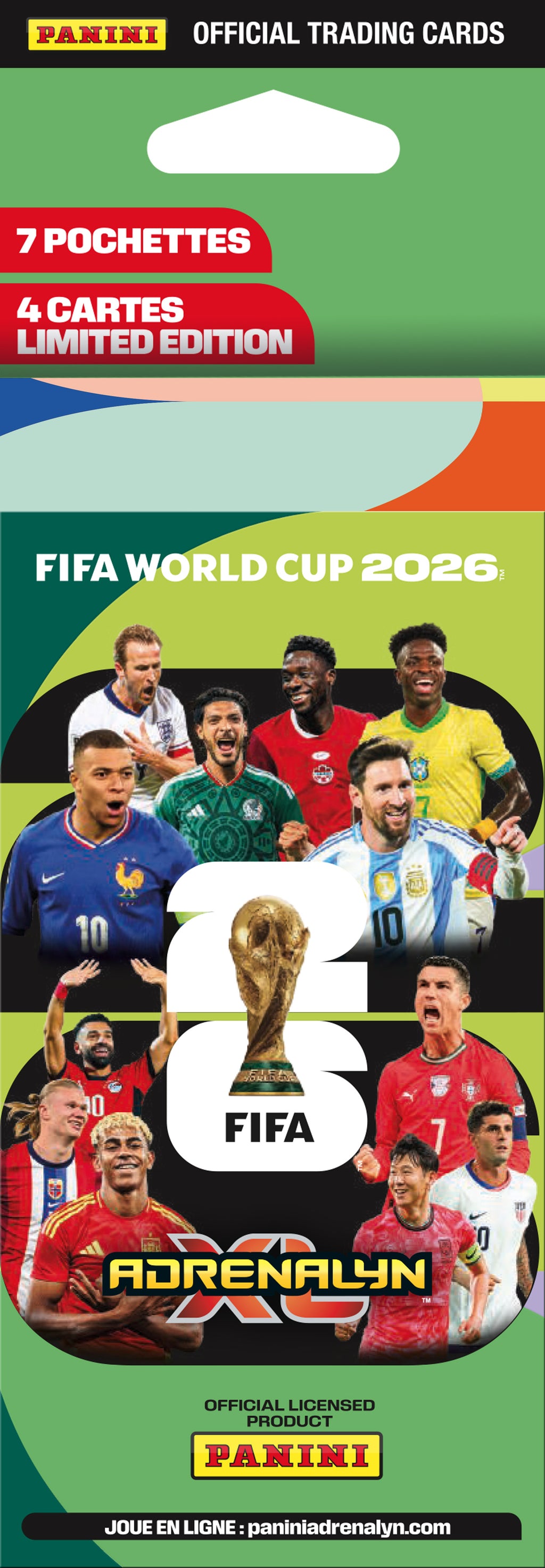 PANINI COUPE DU MONDE DE LA FIFA 2026 TRADING CARDS GAME Blister 7 pochettes + 4 cartes édition limitée