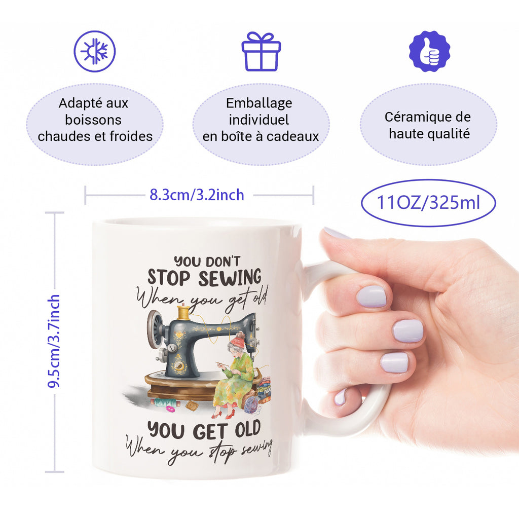 Alphynix 1 pièce, Mug à café humoristique, Tasse à café en céramique 325 ml, Tasse à eau, Article pour boissons été hiver, Meilleur cadeau pour passionné de couture