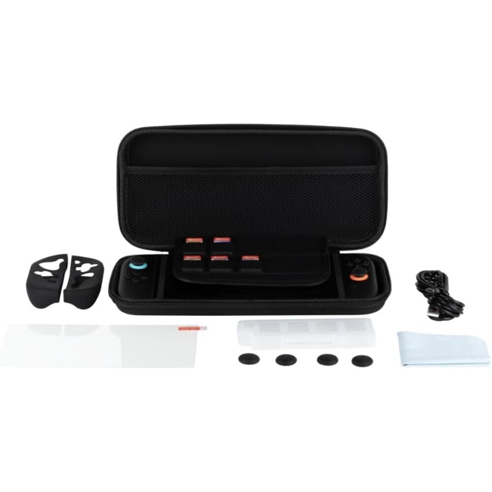 Konix Pack d'accessoires gaming Starter Kit pour console Nintendo Switch 2 - Housse - 4 appuie-pouces - Verre trempé - Boîtier 9 jeux - Écouteurs