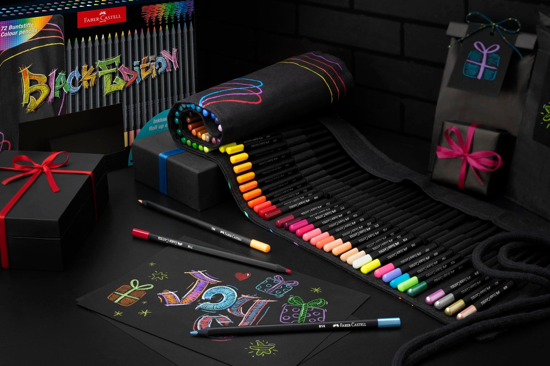 Faber-Castell Black Edition Set de Crayons de Couleur 72 avec Trousse
