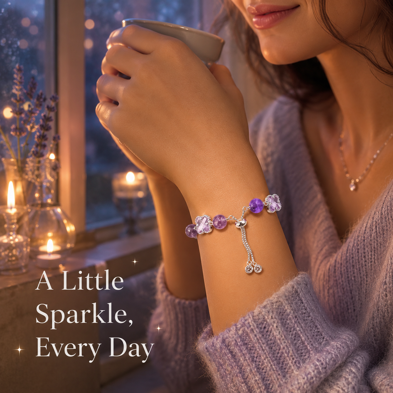 VoxorAI L8 Bracelet, Bracelet en améthyste naturelle, Création originale faite main à faire soi-même, Bracelet en cristal tendance et haut de gamme