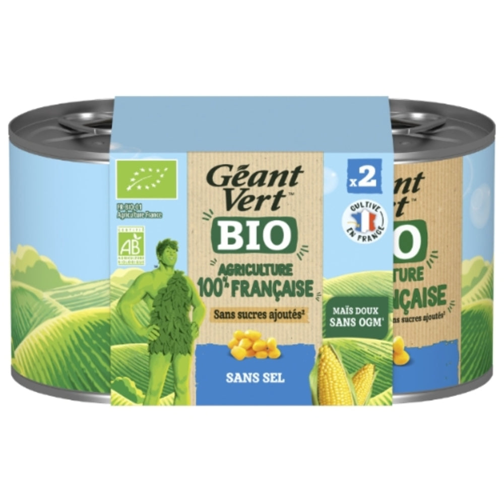 Géant Vert Maïs Légume Sans Sel Bio - 2 x 1/4 300 g