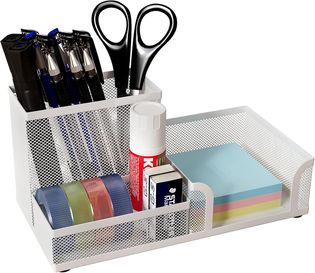 Senhoglb Organisateur de bureau en maille pour stylos, Blanc