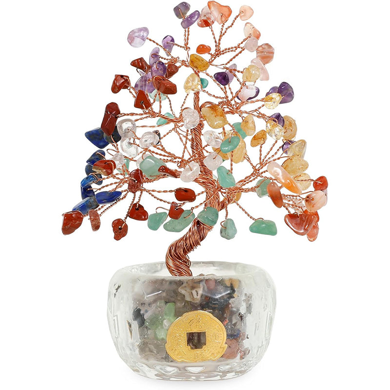 Ju7cer 1 pc Arbre Porte-Monnaie : Base en Cristal Bol à Pièces en Alliage et Diamants, Arbre de Richesse en Pierres Précieuses, Cadeau de Noël Porte-Bonheur, Décoration pour Bureau