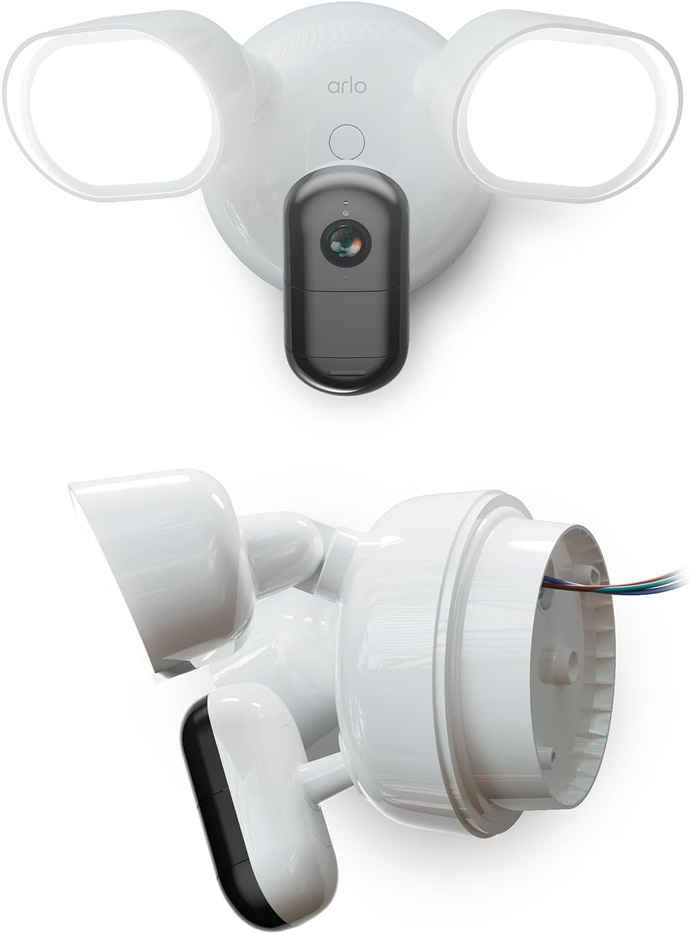 ARLO Pack Maison Protégée : Caméras de sécurité extérieures Arlo Essential 2K avec projecteur, lot de 2 + Sonnette vidéo sans fil Arlo Essential HD, Blanc
