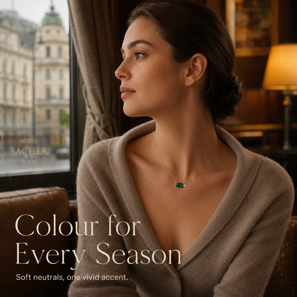 Collier VoxorAI hypoallergénique en pierre naturelle, collier en zircon, pendentif en cristal, chaîne clavicule, vert toutes saisons.