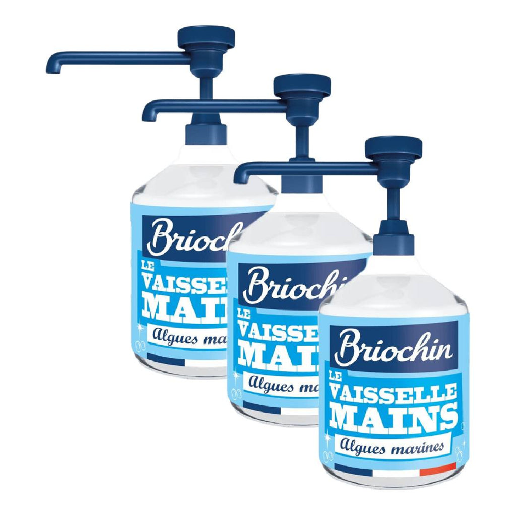 BRIOCHIN Liquide Vaisselle Algues Marines & Savon Noir, Formule Dégraissante, 3 x 500 ml (= 1,5 L)